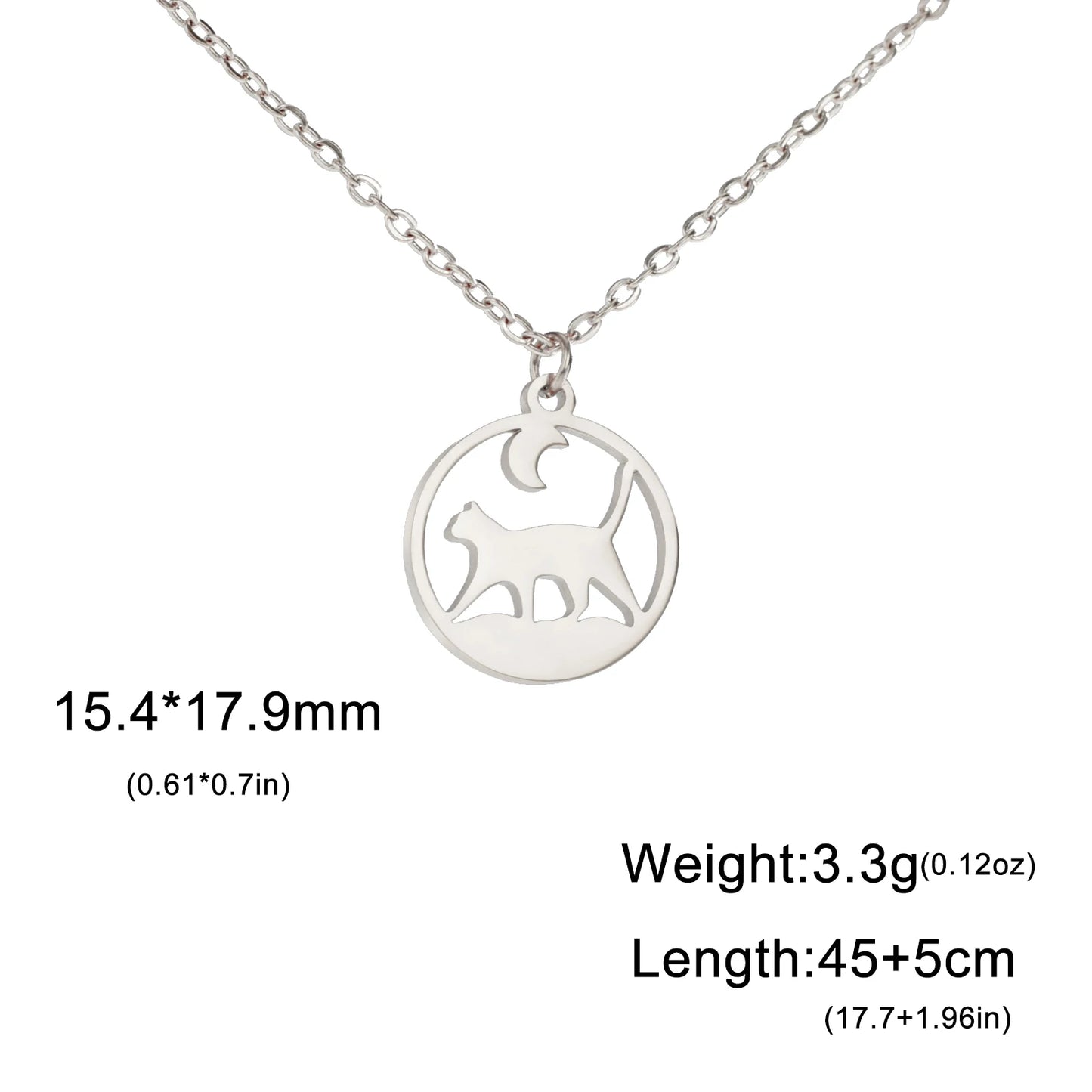 Cat Pendant Necklace Under the Moon