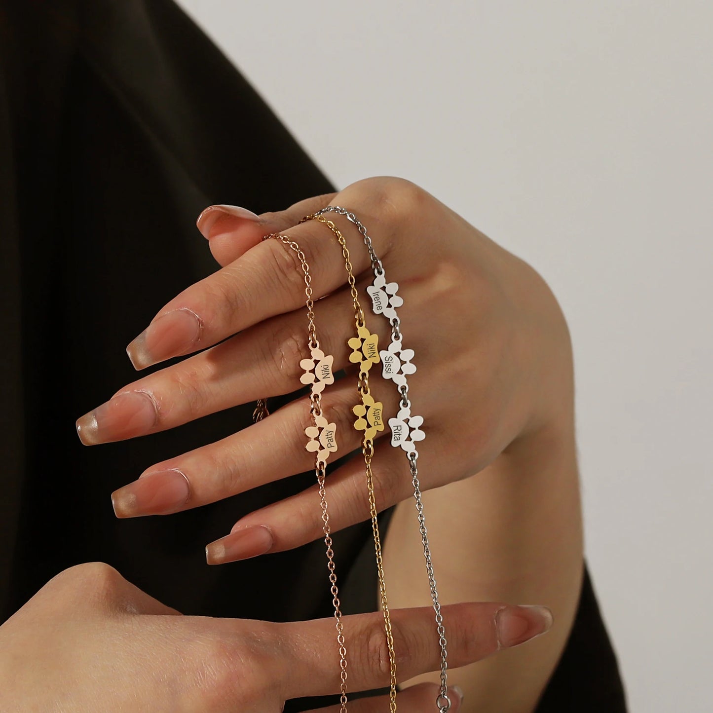 Tiny Paw Custom Engraved Name Bracelet