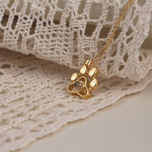 Paw Projection Photo Necklace 925 Sterling Silver