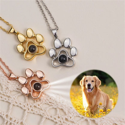 Paw Projection Photo Necklace 925 Sterling Silver