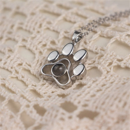 Paw Projection Photo Necklace 925 Sterling Silver