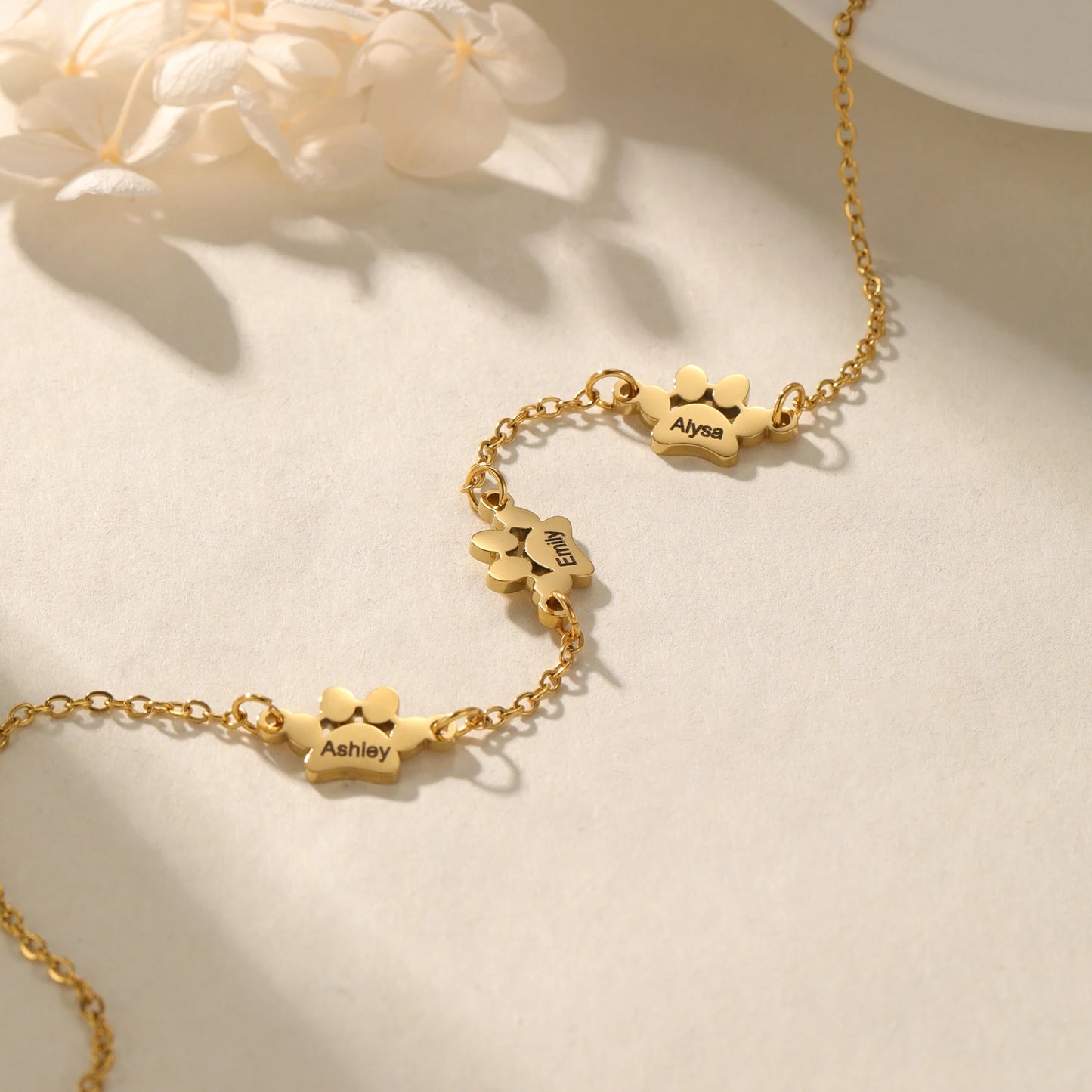 Tiny Paw Custom Engraved Name Necklace
