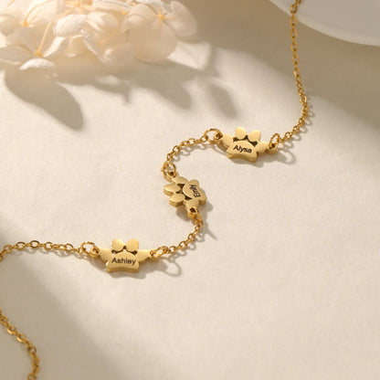 Tiny Paw Custom Engraved Name Necklace