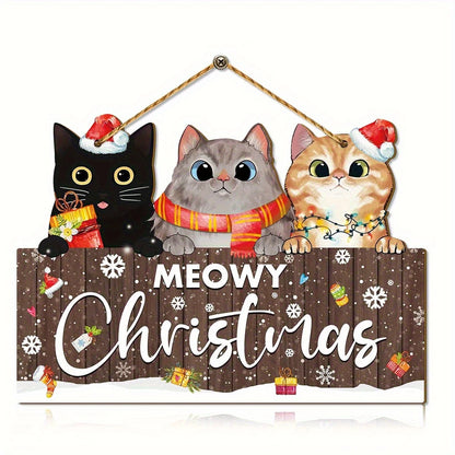 Meowy Christmas Hanging Sign