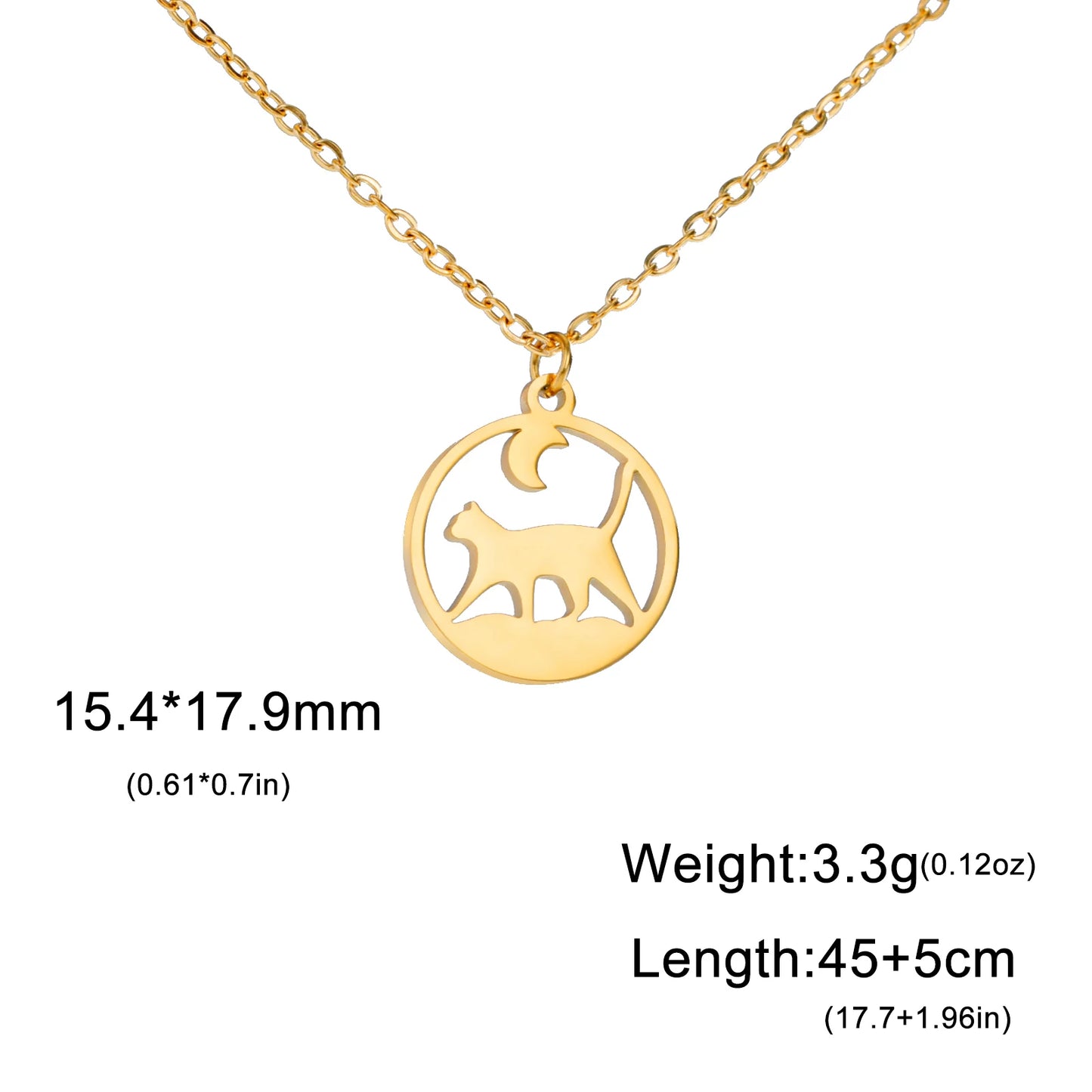 Cat Pendant Necklace Under the Moon