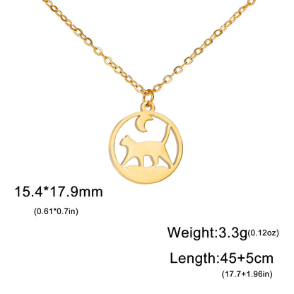 Cat Pendant Necklace Under the Moon