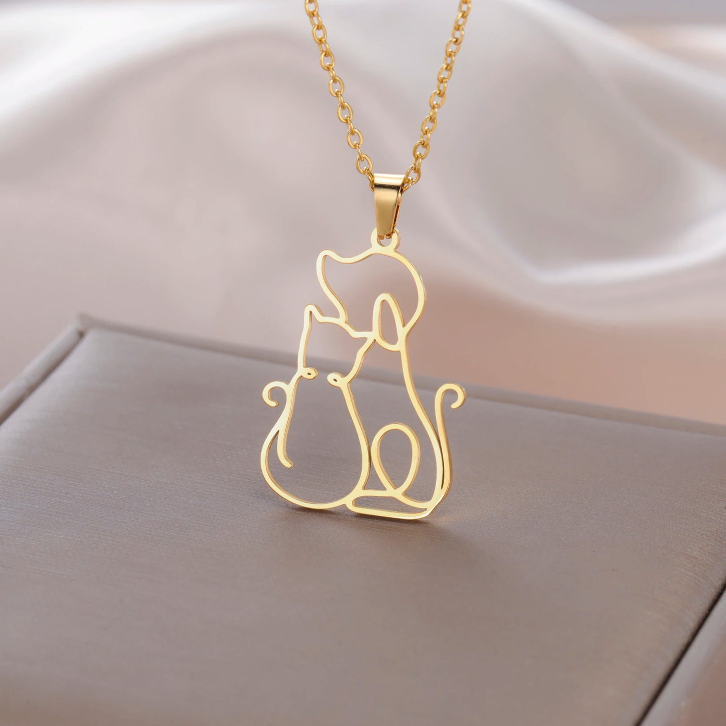 Hug Dog Cat Pendant Necklace