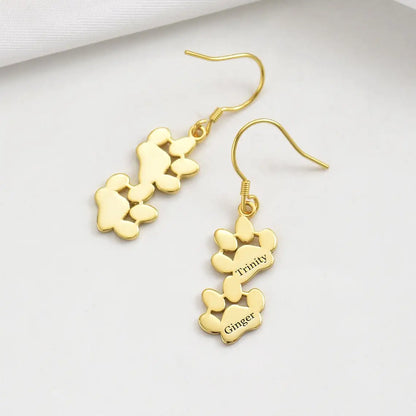 Tiny Paw Engraved Name Earrings