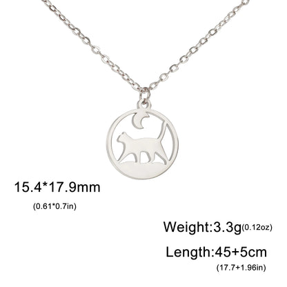 Cat Pendant Necklace Under the Moon