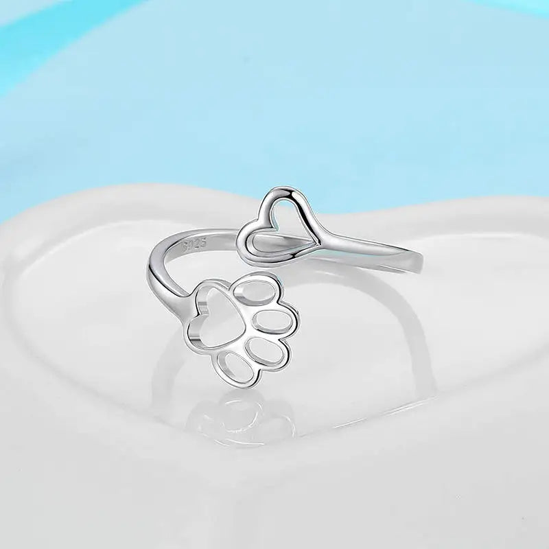 Hollow Heart Dog Paw Ring
