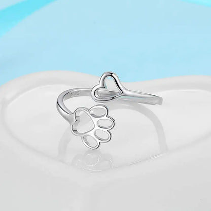 Hollow Heart Dog Paw Ring