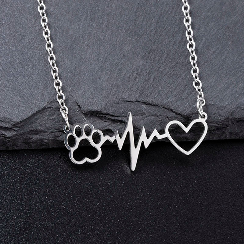 Heartbeat Dog Paw Necklace