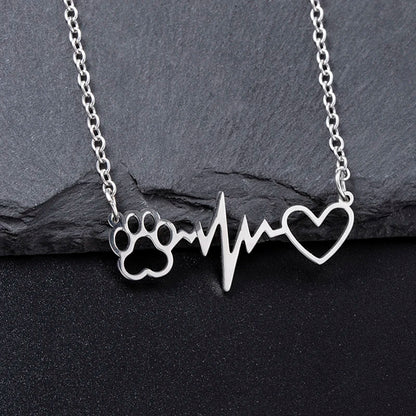 Heartbeat Dog Paw Necklace