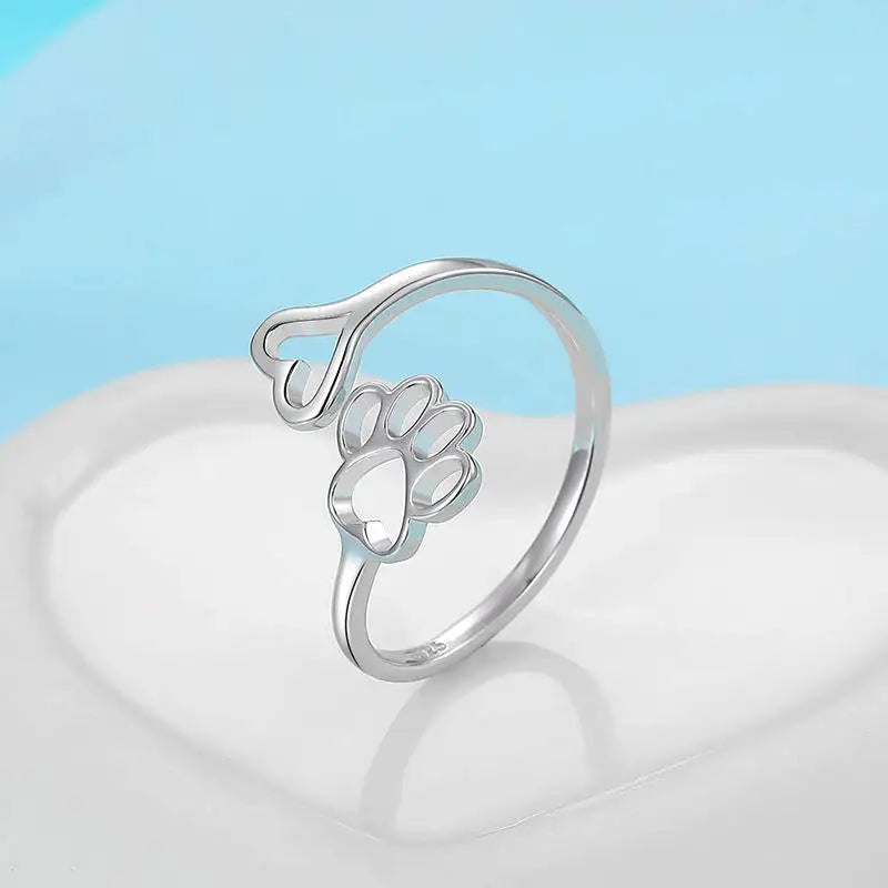 Hollow Heart Dog Paw Ring