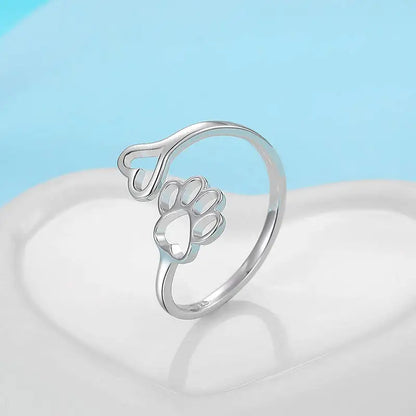 Hollow Heart Dog Paw Ring