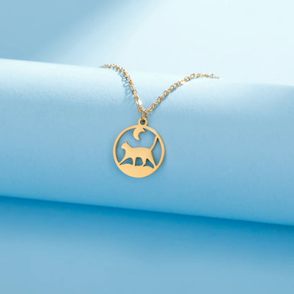 Cat Pendant Necklace Under the Moon