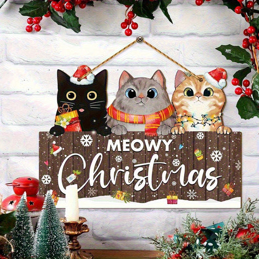 Meowy Christmas Hanging Sign