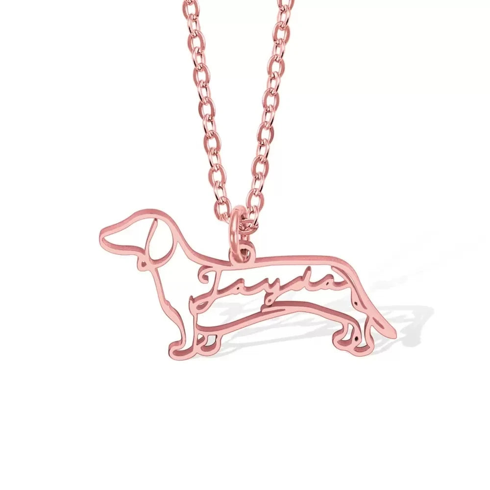 Custom Pet Name & Silhouette Necklace