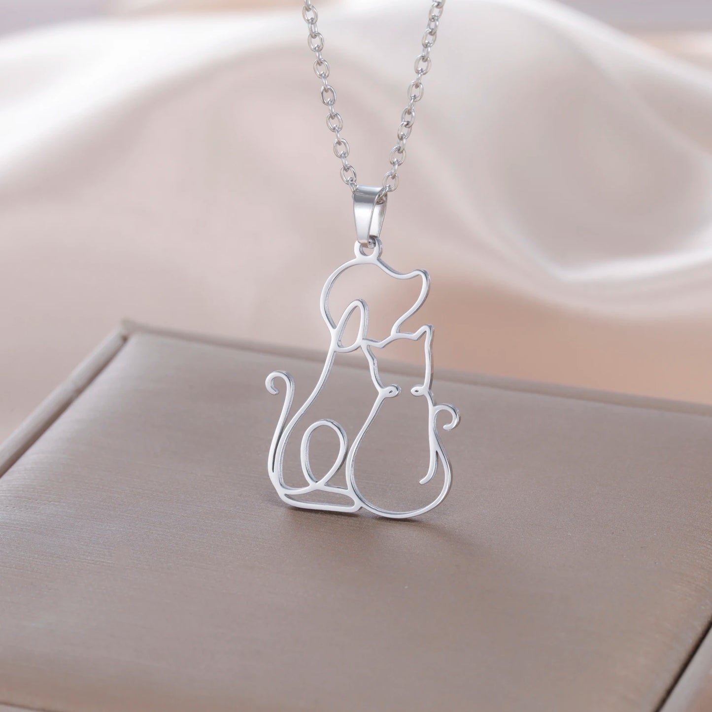 Hug Dog Cat Pendant Necklace
