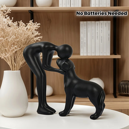 Resin Dog And Owner Desktop Statue