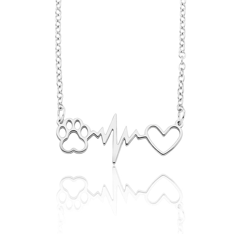Heartbeat Dog Paw Necklace