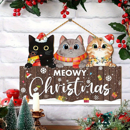 Meowy Christmas Hanging Sign