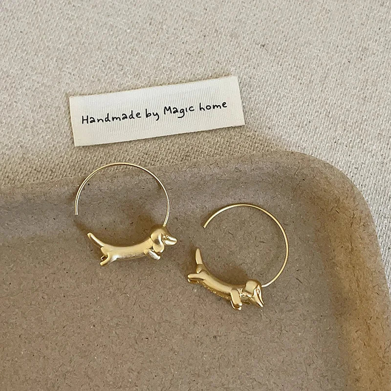 Copper Dachshund Earring