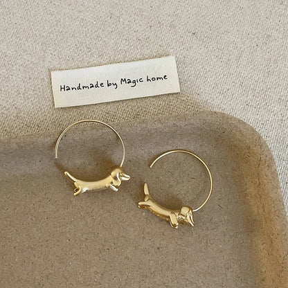 Copper Dachshund Earring
