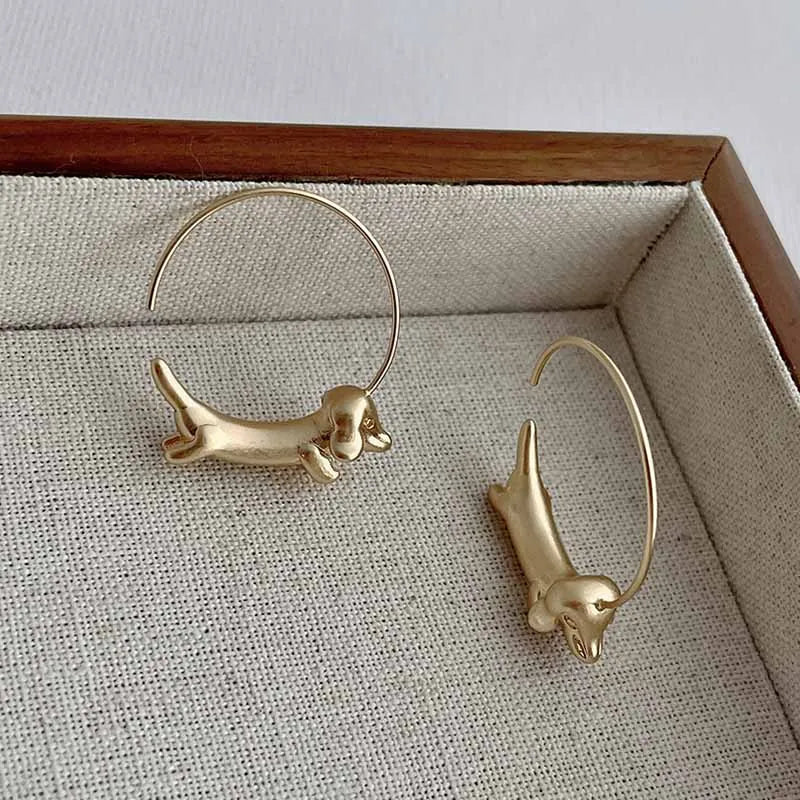 Copper Dachshund Earring