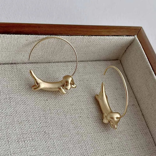 Copper Dachshund Earring
