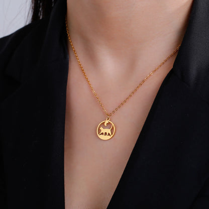 Cat Pendant Necklace Under the Moon