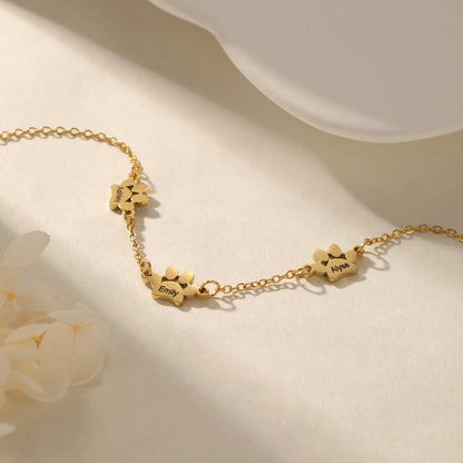 Tiny Paw Custom Engraved Name Necklace