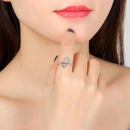 Hollow Heart Dog Paw Ring