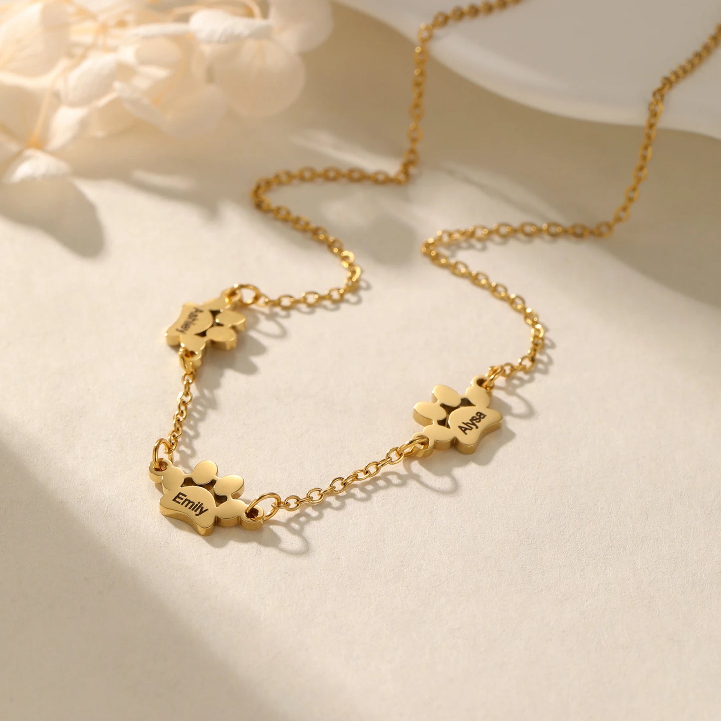 Tiny Paw Custom Engraved Name Necklace