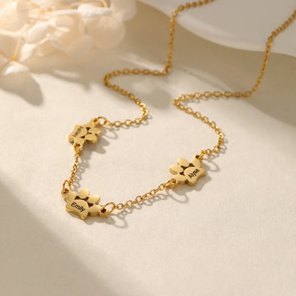 Tiny Paw Custom Engraved Name Necklace