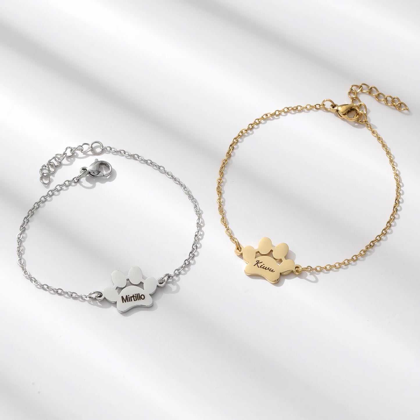 Tiny Paw Custom Engraved Name Bracelet