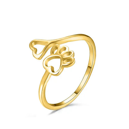 Hollow Heart Dog Paw Ring
