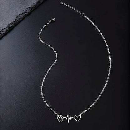 Heartbeat Dog Paw Necklace