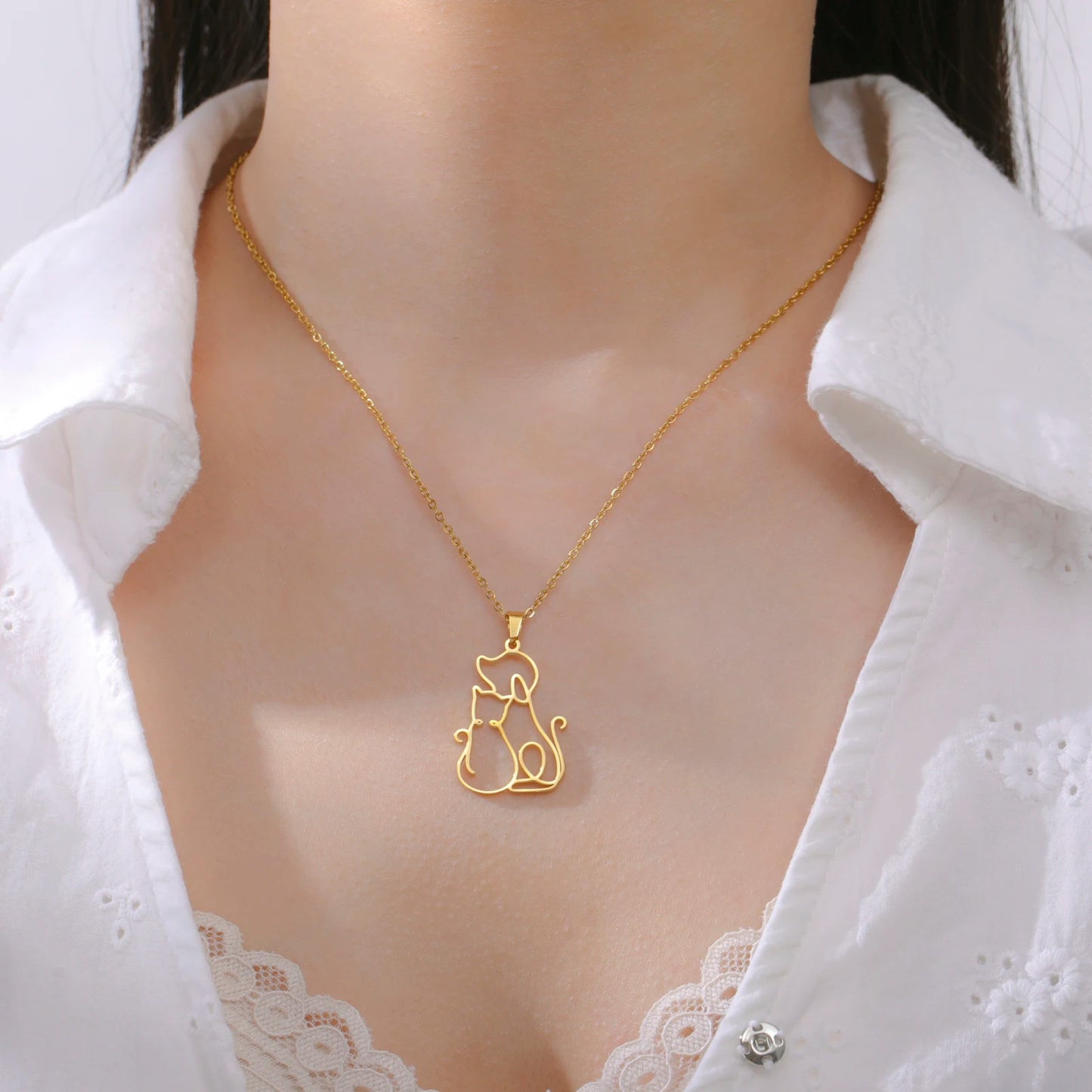 Hug Dog Cat Pendant Necklace