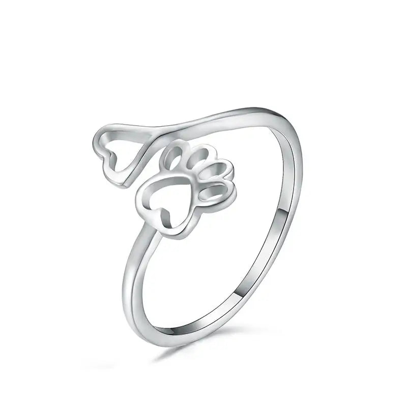 Hollow Heart Dog Paw Ring
