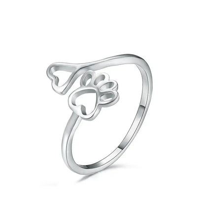 Hollow Heart Dog Paw Ring