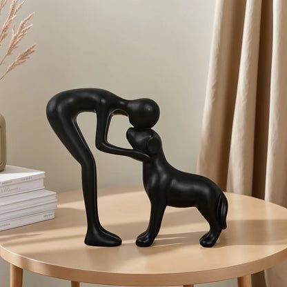 Resin Dog And Owner Desktop Statue