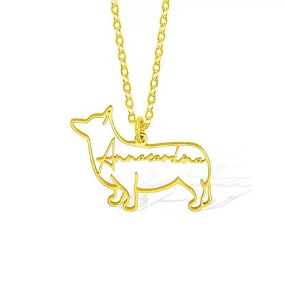 Custom Pet Name & Silhouette Necklace