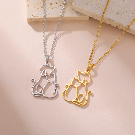 Hug Dog Cat Pendant Necklace