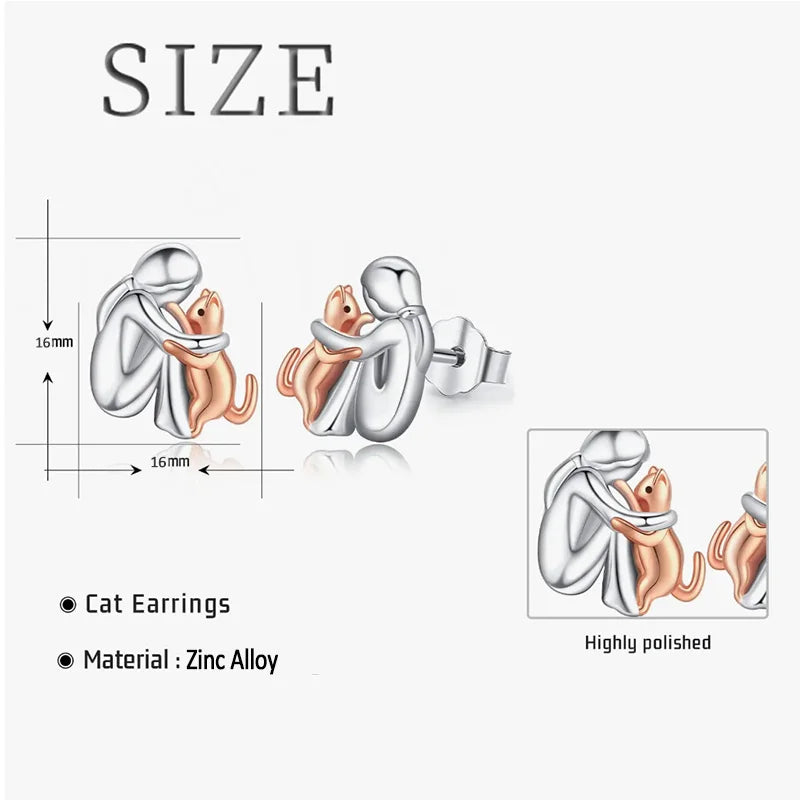 Cat Pendant Necklace & Earrings