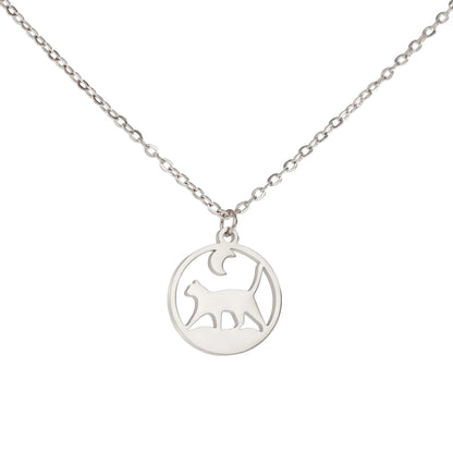 Cat Pendant Necklace Under the Moon