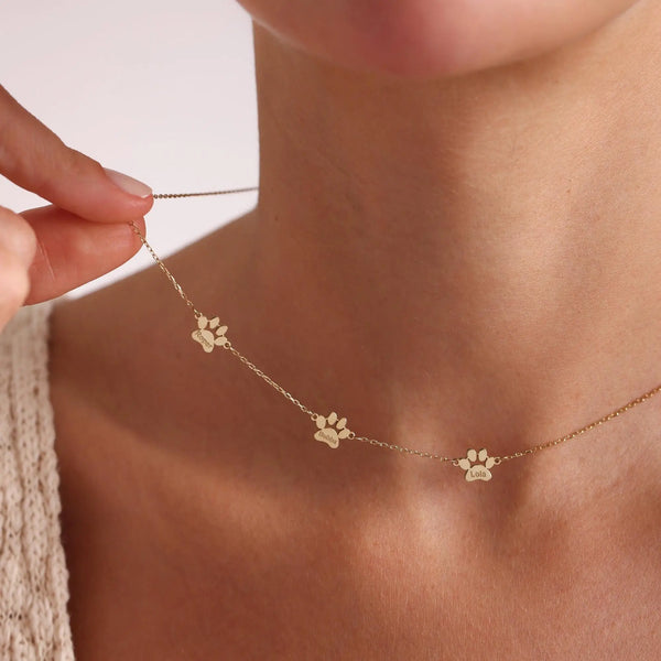 Paw Name Necklace