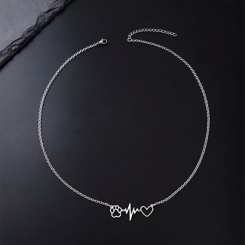 Heartbeat Dog Paw Necklace
