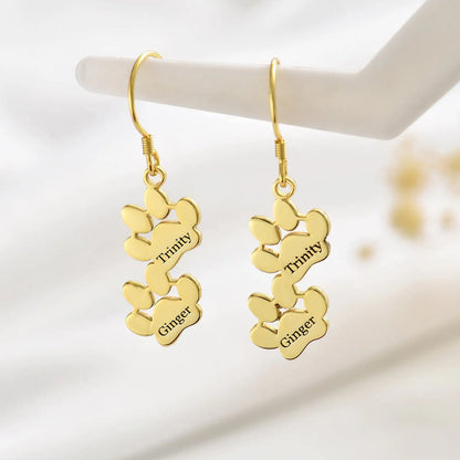 Tiny Paw Engraved Name Earrings