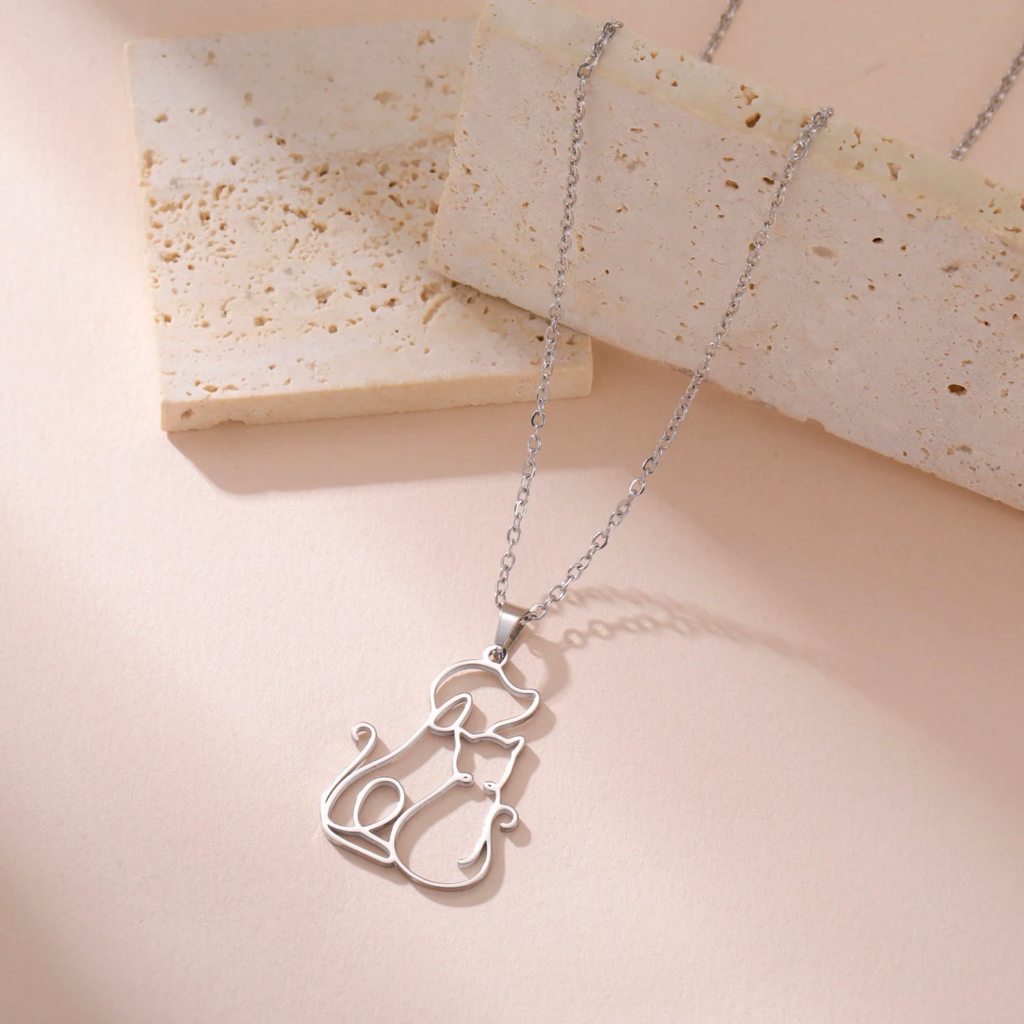 Hug Dog Cat Pendant Necklace